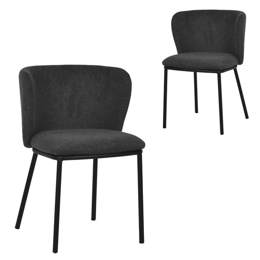 Fabric Dining Chair - Charcoal Grey (Set of 2) - Notbrand