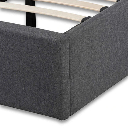 Siberian Single Bed Frame with Storage - Charcoal Grey Fabric - Notbrand