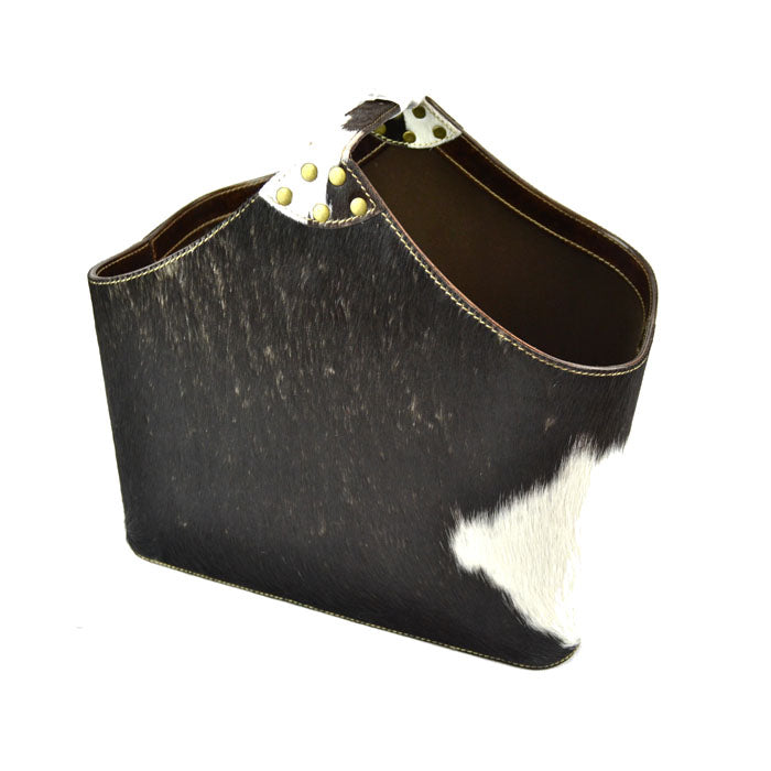 Fur Leather Magazine Basket with Open Base - Notbrand