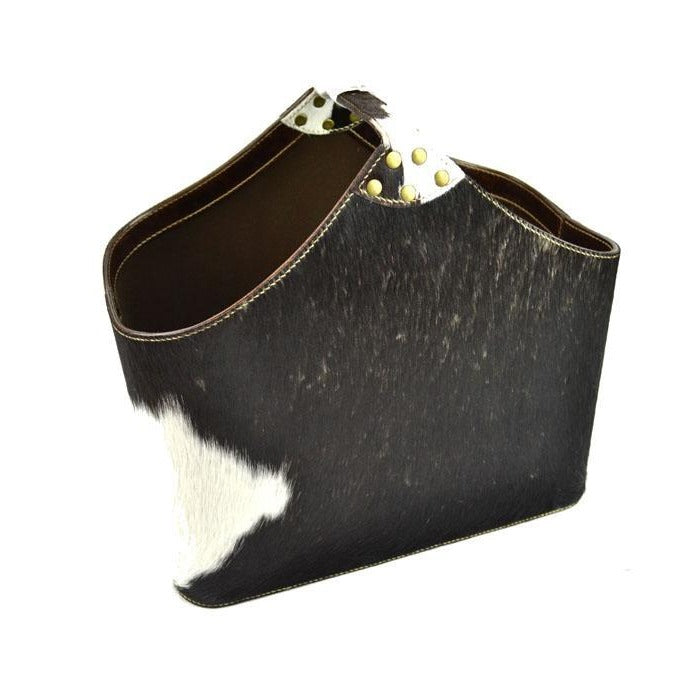 Fur Leather Magazine Basket with Open Base - Notbrand