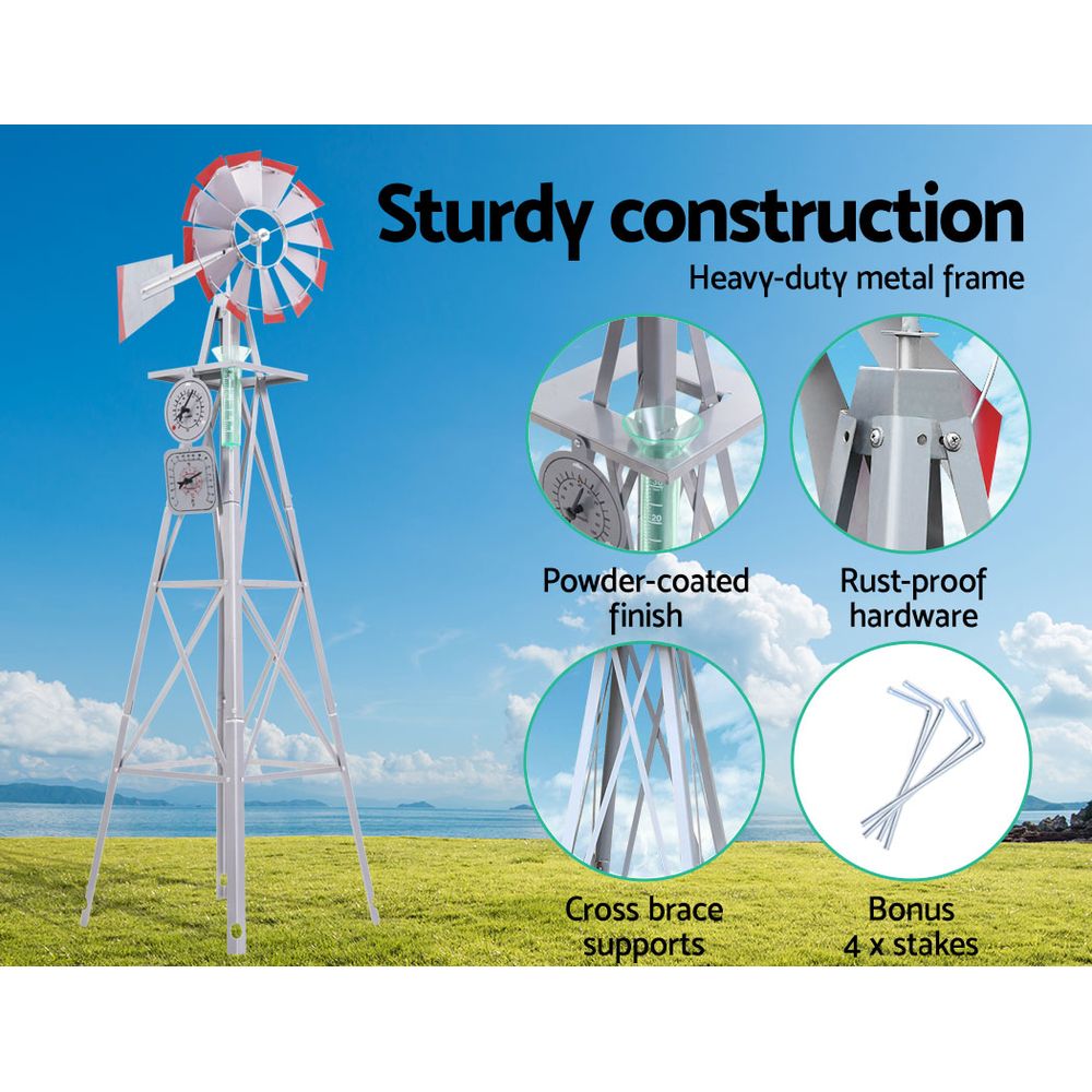 Benzite Outdoor Metal Ornamental Windmill - 146cm - Notbrand