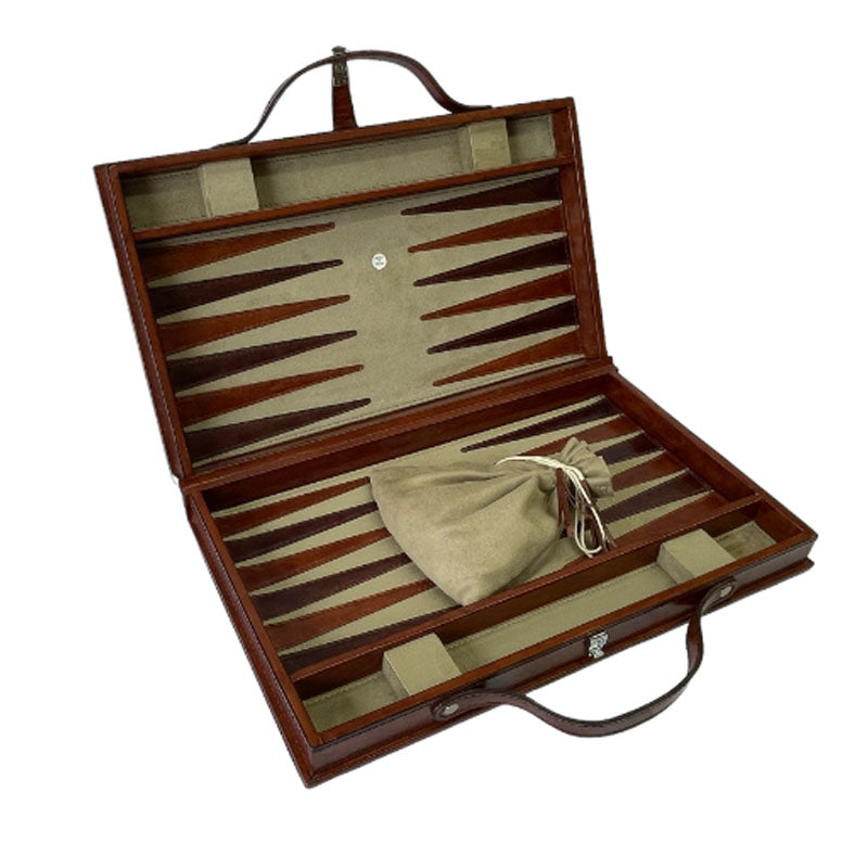 Backgammon Game Tan Leather Box - Notbrand