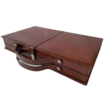 Backgammon Game Tan Leather Box - Notbrand