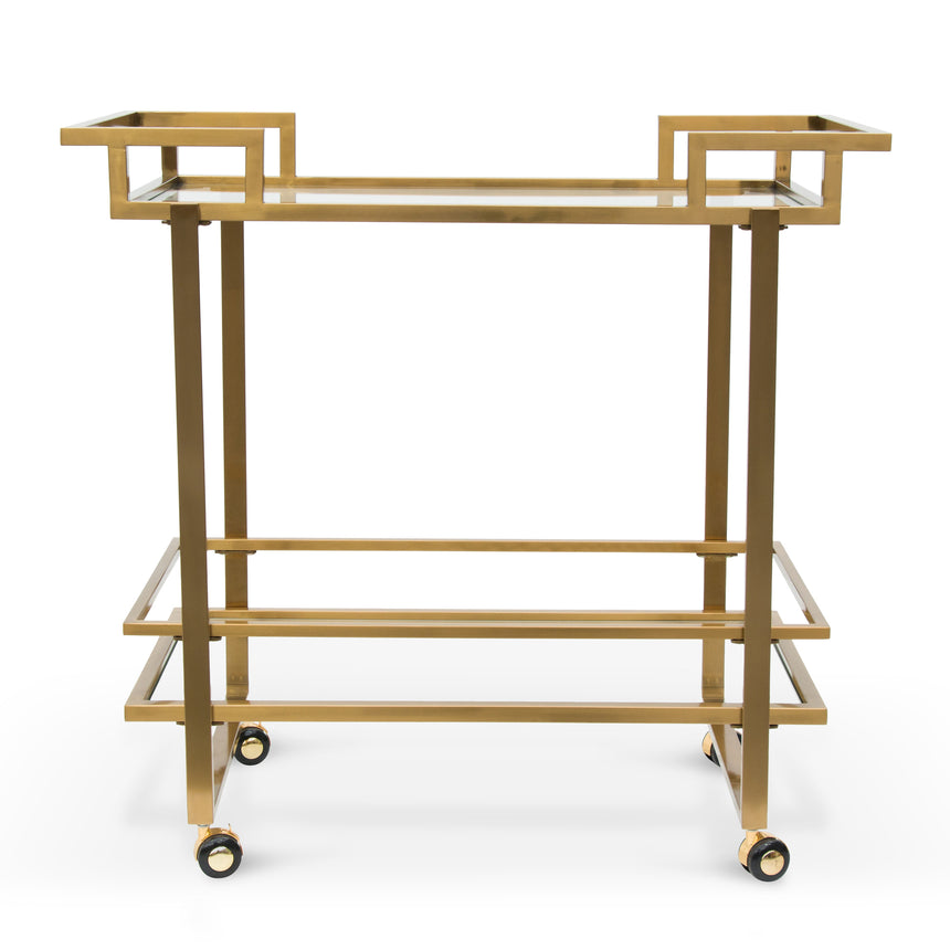 Lurjan 2 Shelve Glass Bar Cart - Brushed Gold - Notbrand