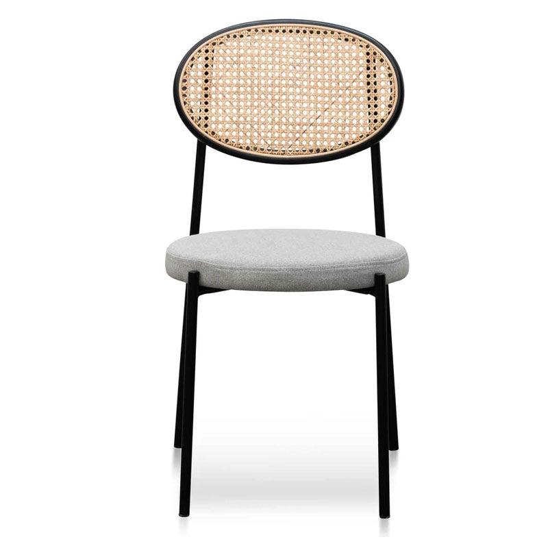 Set of 2 Dickson Grey Fabric Natural Rattan Dining Chair - Notbrand