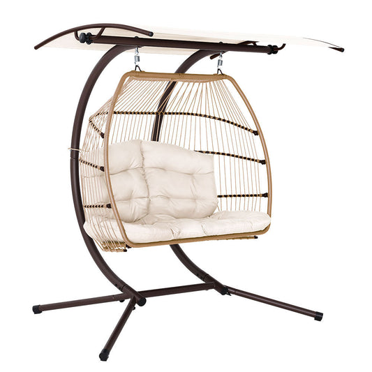 Rattan Hanging Swing Chair - Wicker Latte -  HouseofHyne