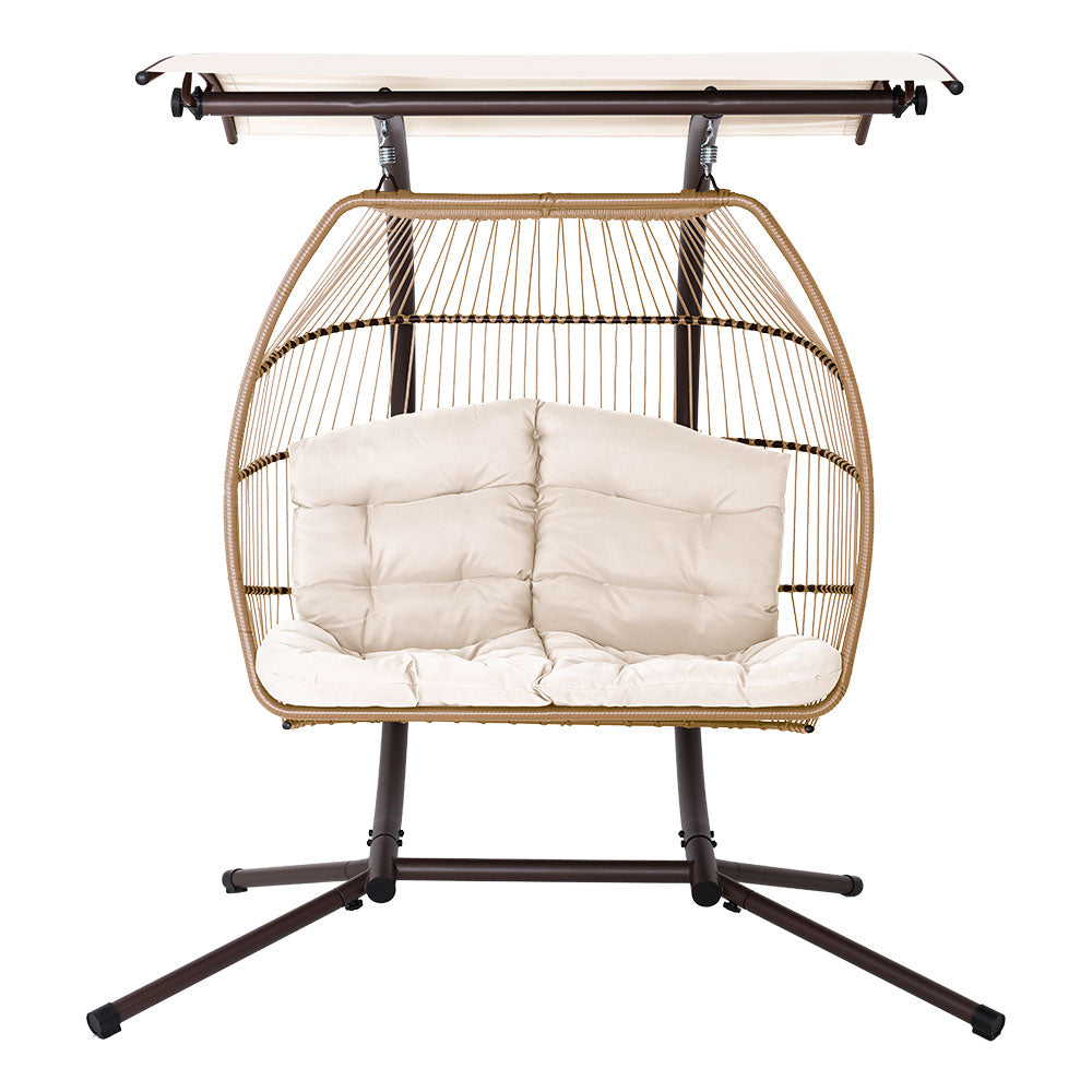 Rattan Hanging Swing Chair - Wicker Latte -  HouseofHyne