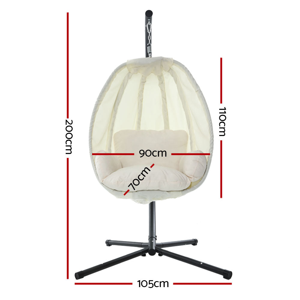 Ret Hammock Hanging Pod Swing Chair with Stand - Cream - Notbrand