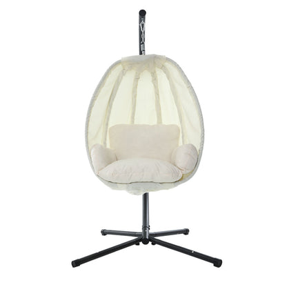 Ret Hammock Hanging Pod Swing Chair with Stand - Cream - Notbrand