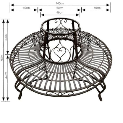 Earth Tone Tree Surround Iron Bench  - House of Hyne