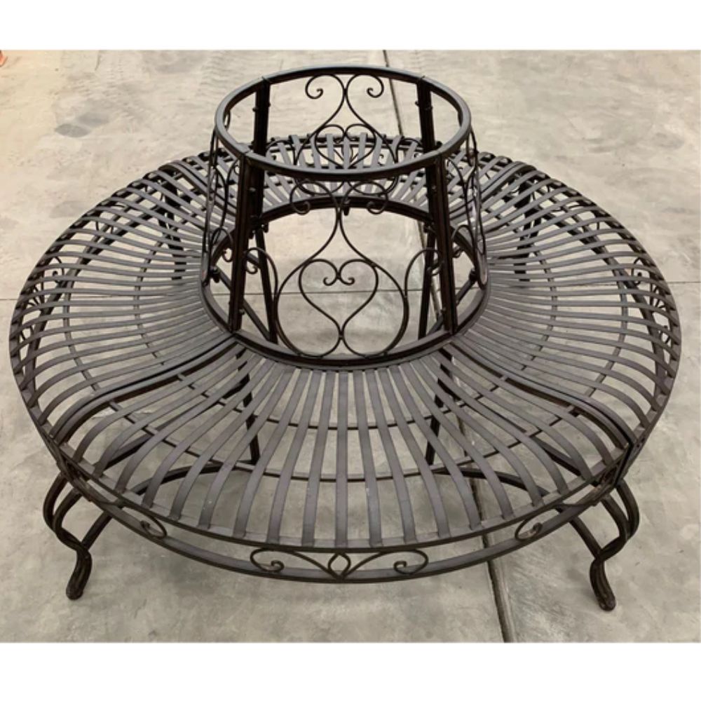 Earth Tone Tree Surround Iron Bench  - House of Hyne