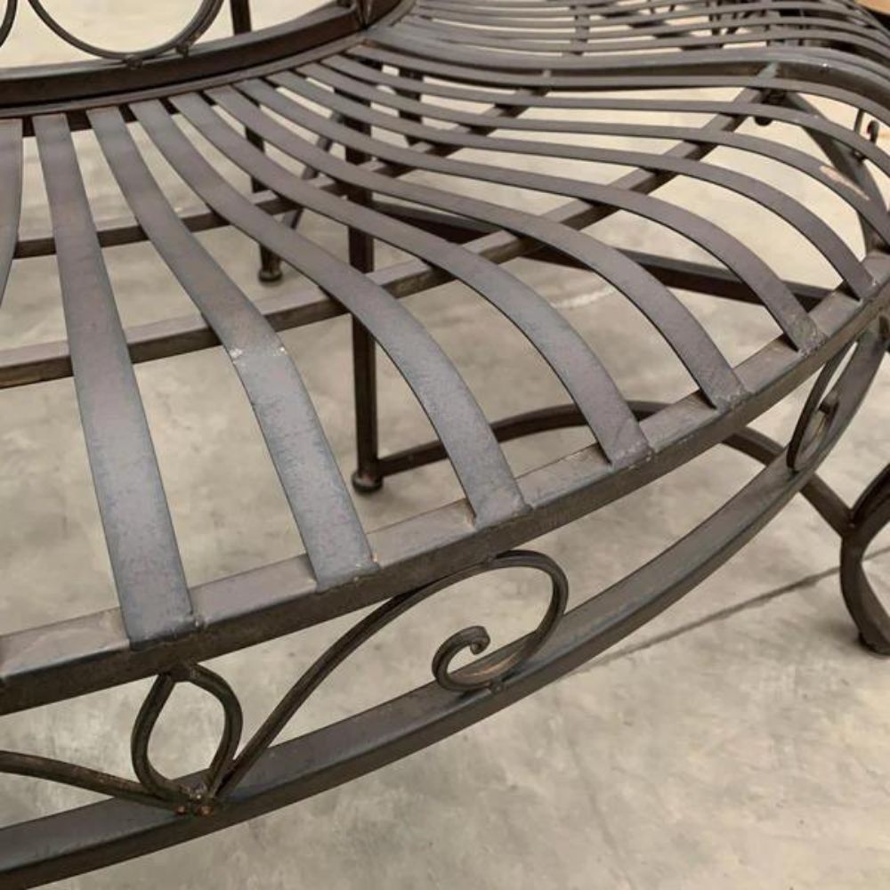 Earth Tone Tree Surround Iron Bench  - House of Hyne