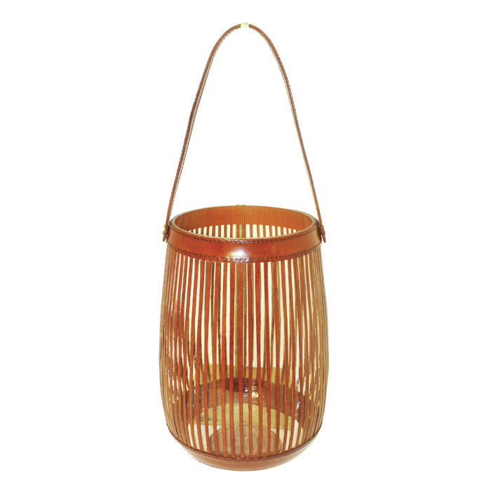 Tan Leather Large Hurricane Lamp - Notbrand