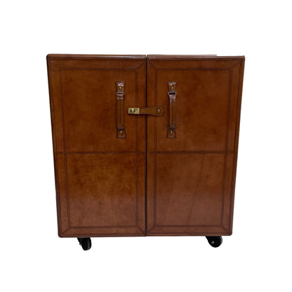 Benedict Bar Cabinet Cart Tan Leather - House of Hyne