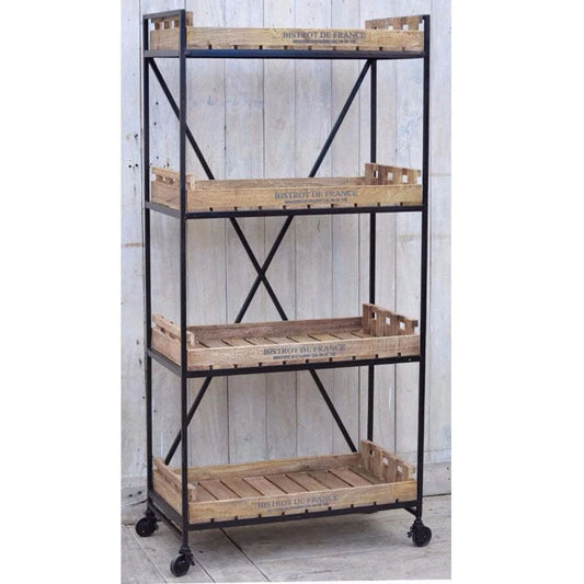 Aurora Industrial-Style Wooden Bookshelf on Wheels for Bistros - House of Hyne