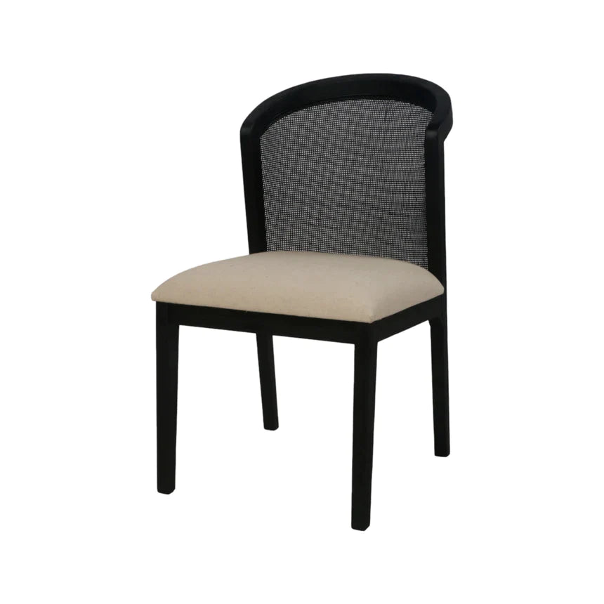 Ievis Elm Dining Chair - Black and Light Beige - NotBrand