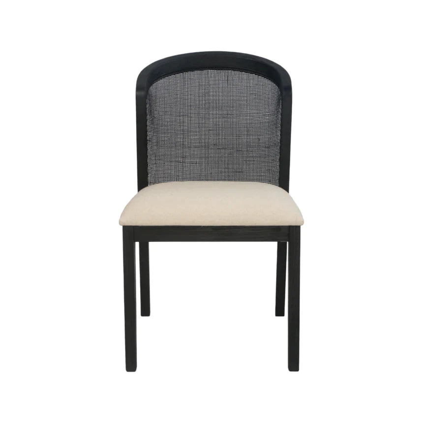 Ievis Elm Dining Chair - Black and Light Beige - NotBrand