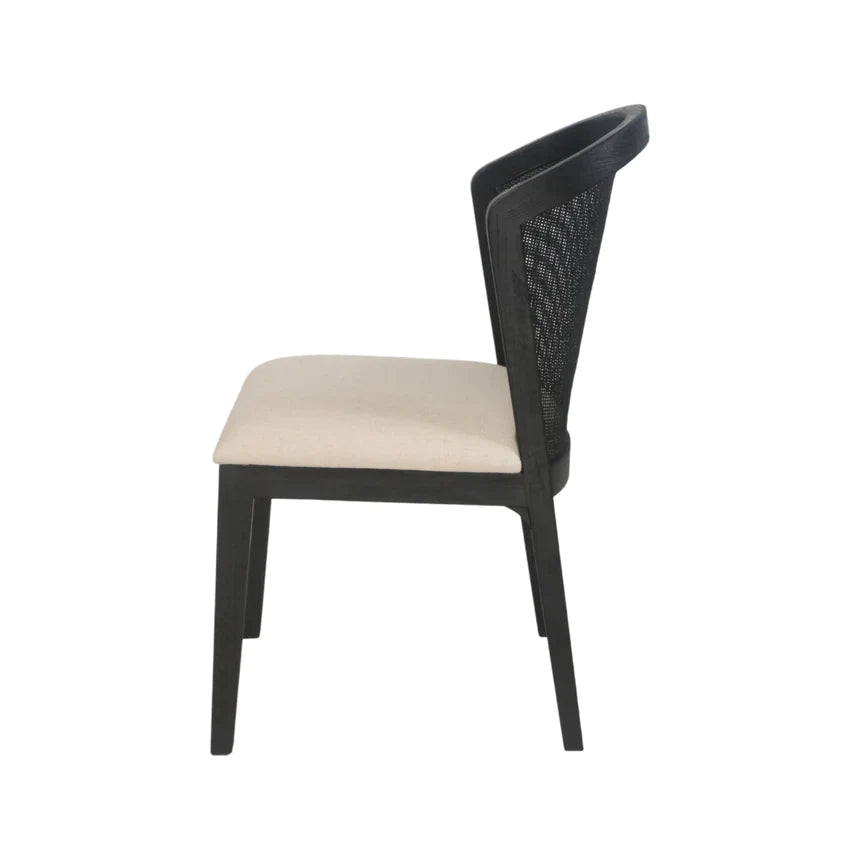 Ievis Elm Dining Chair - Black and Light Beige - NotBrand