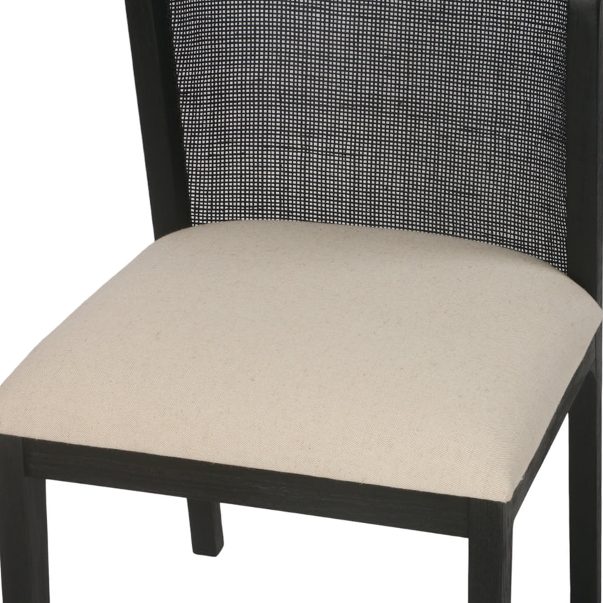 Ievis Elm Dining Chair - Black and Light Beige - NotBrand