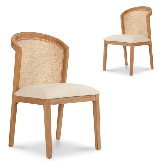 Ievis Dining Chair in Natural and Light Beige - Set of 2 - NotBrand