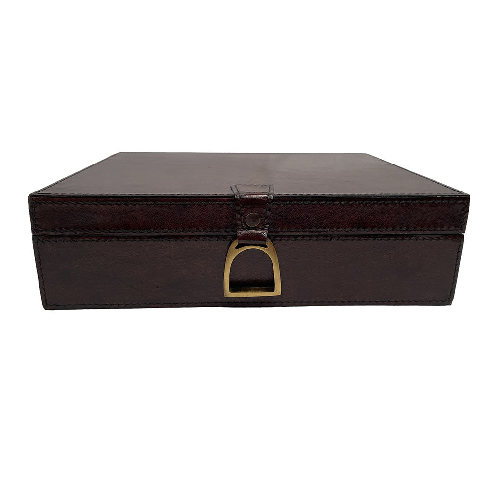 Dark Leather Jewellery Box with Mirror - Notbrand