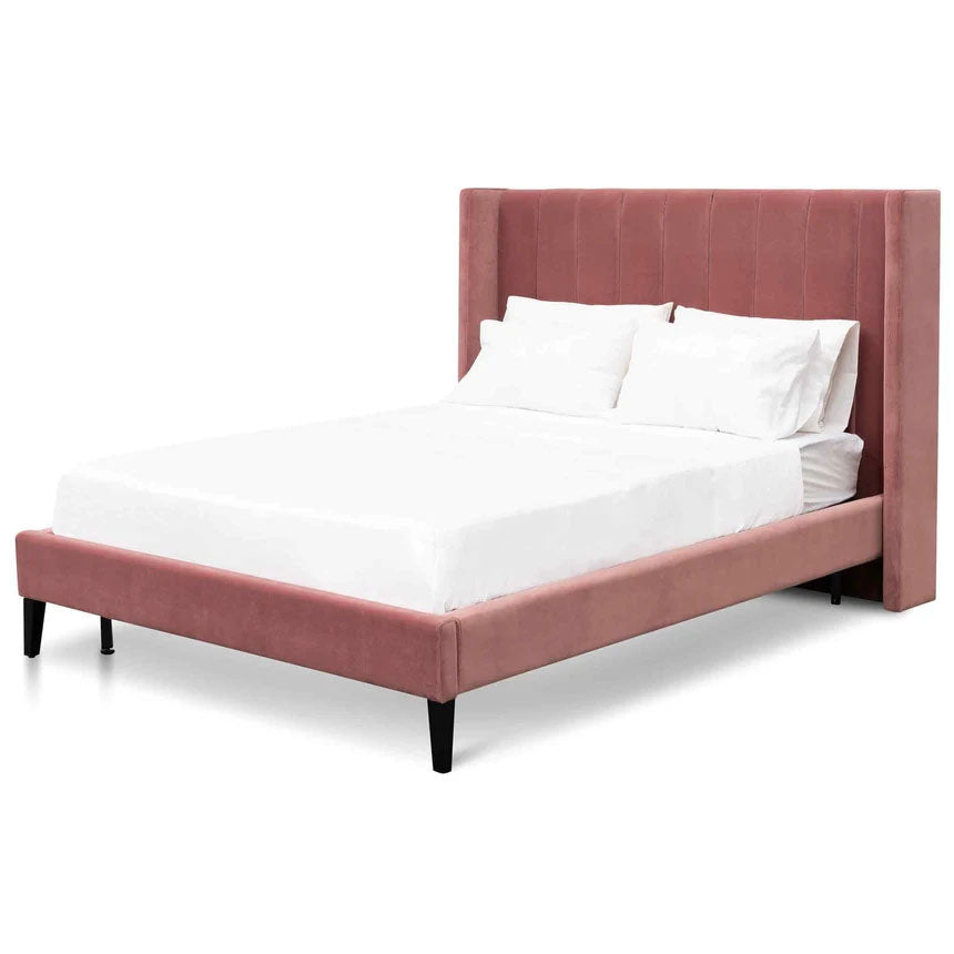 Velvet Bliss King Bed Frame in Peach  - House of Hyne