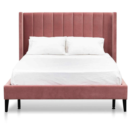 Velvet Bliss King Bed Frame in Peach  - House of Hyne