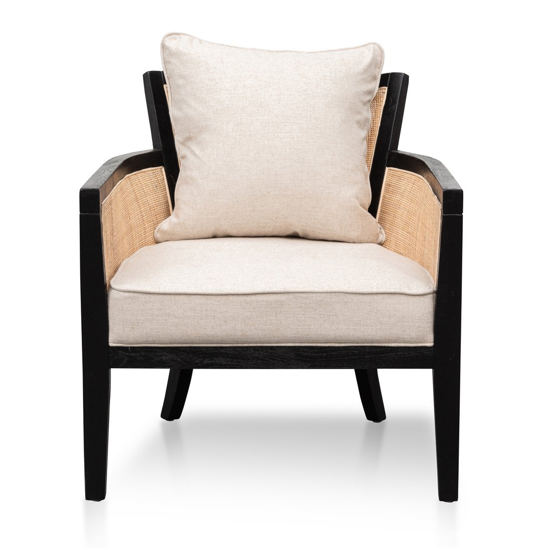 Elijah Rattan Armchair - Black and Sand White - Notbrand