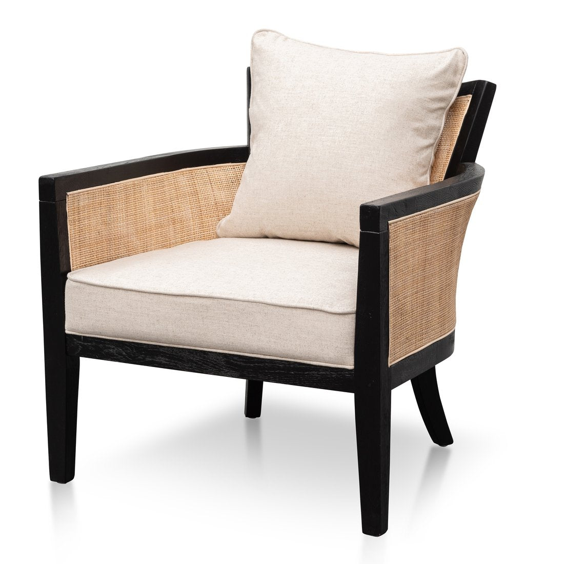 Elijah Rattan Armchair - Black and Sand White - Notbrand