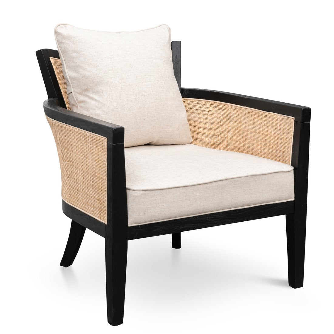 Elijah Rattan Armchair - Black and Sand White - Notbrand