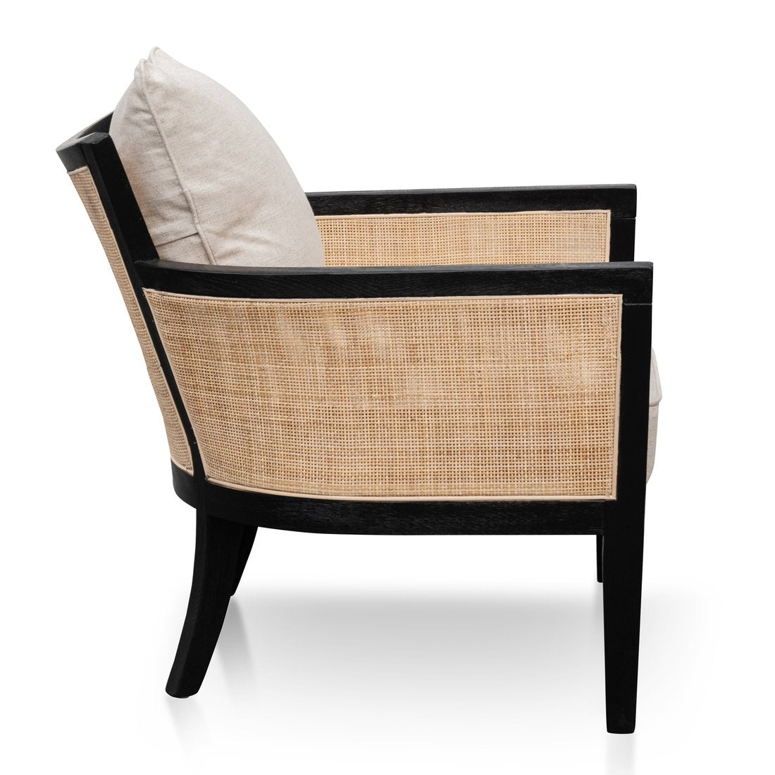 Elijah Rattan Armchair - Black and Sand White - Notbrand