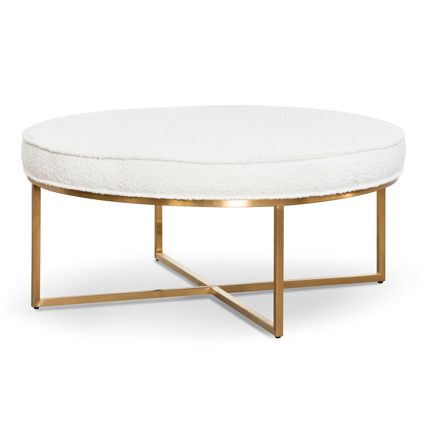 Baloh Ottoman With Gold Base - Ivory White Boucle - Notbrand