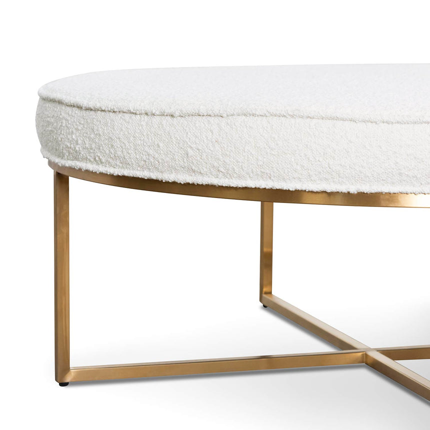 Baloh Ottoman With Gold Base - Ivory White Boucle - Notbrand