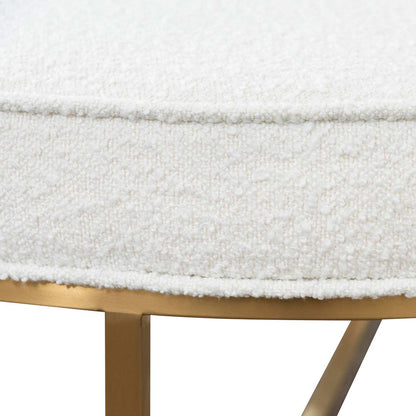 Baloh Ottoman With Gold Base - Ivory White Boucle - Notbrand