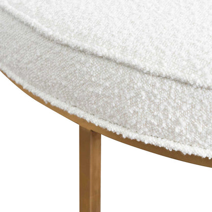 Baloh Ottoman With Gold Base - Ivory White Boucle - Notbrand