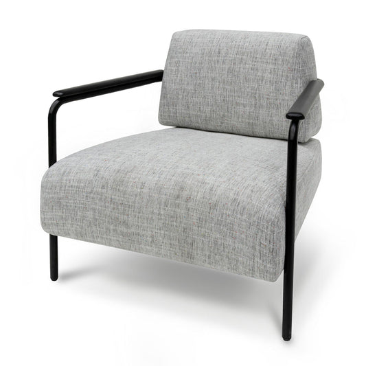 Munia Fabric Armchair with Black Legs - Light Spec Grey - Notbrand