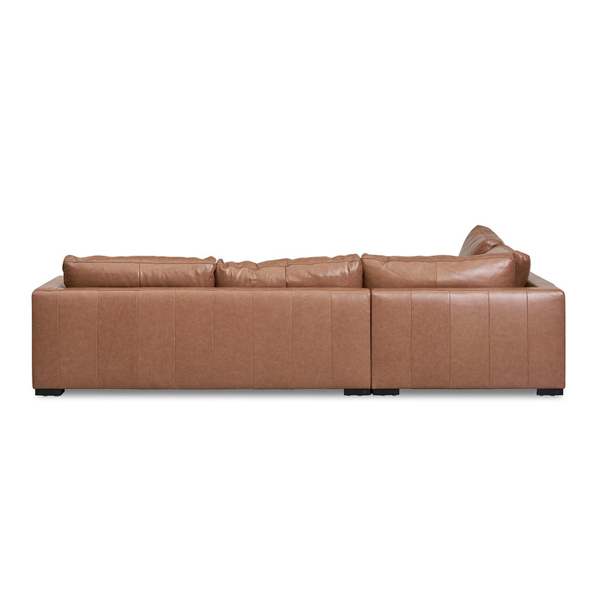 Caramel Charm 4-Seater Leather Sofa with Left Chaise - House of Hyne