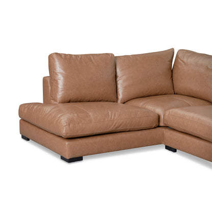 Caramel Charm 4-Seater Leather Sofa with Left Chaise - House of Hyne