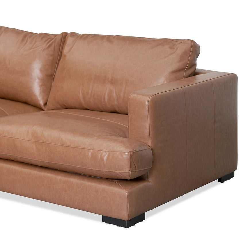 Caramel Charm 4-Seater Leather Sofa with Left Chaise - House of Hyne