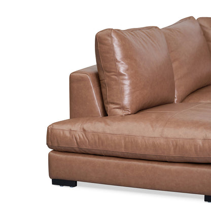 Caramel Charm 4-Seater Leather Sofa with Left Chaise - House of Hyne