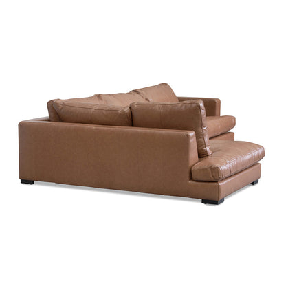 Caramel Charm 4-Seater Leather Sofa with Left Chaise - House of Hyne