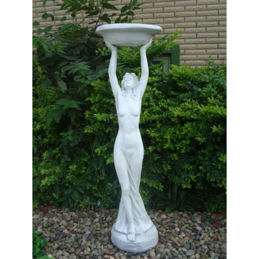 Lady Bird Feeder Bath Statue - Cream - NotBrand