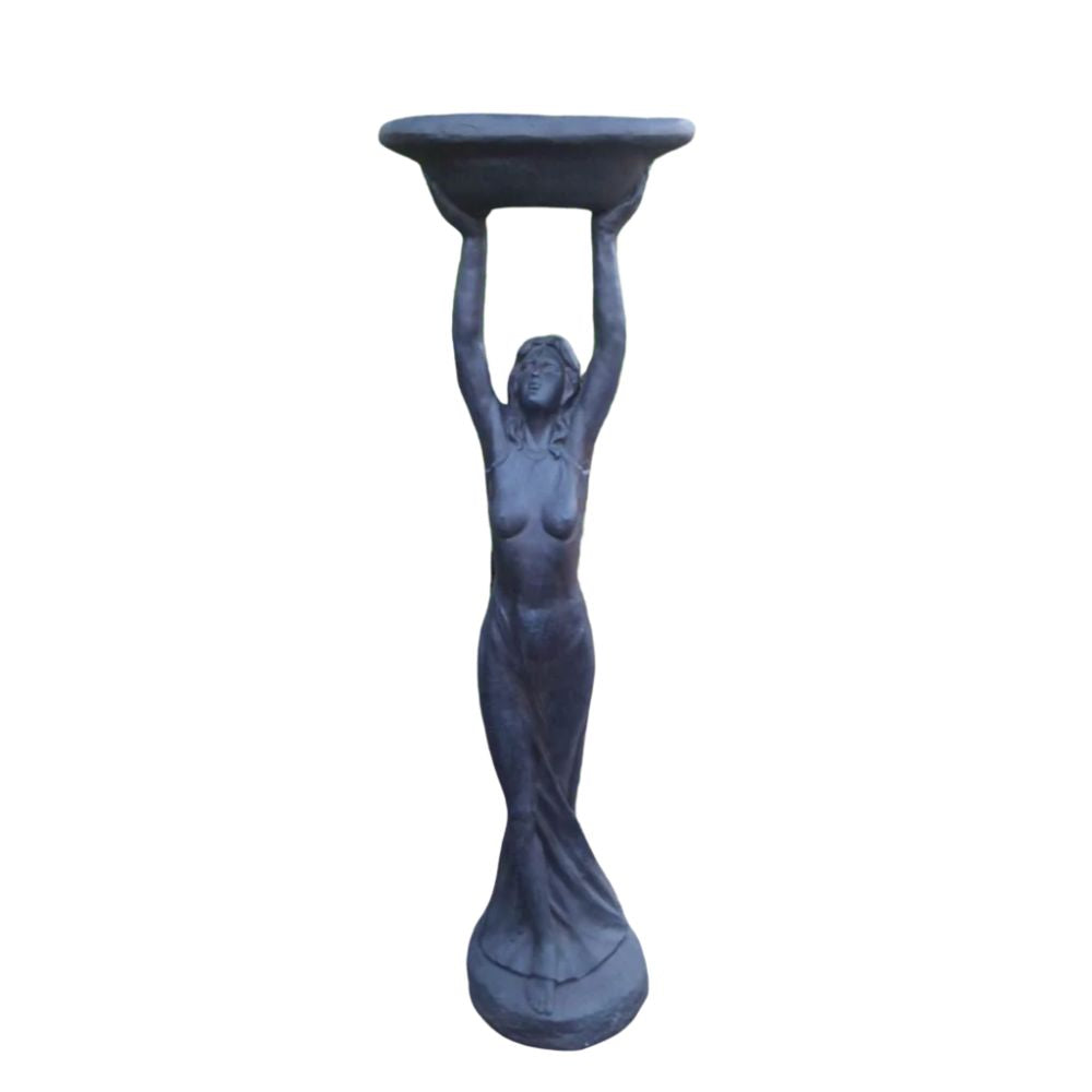 Lady Bird Feeder Bath Statue - Dark Grey/Black - NotBrand