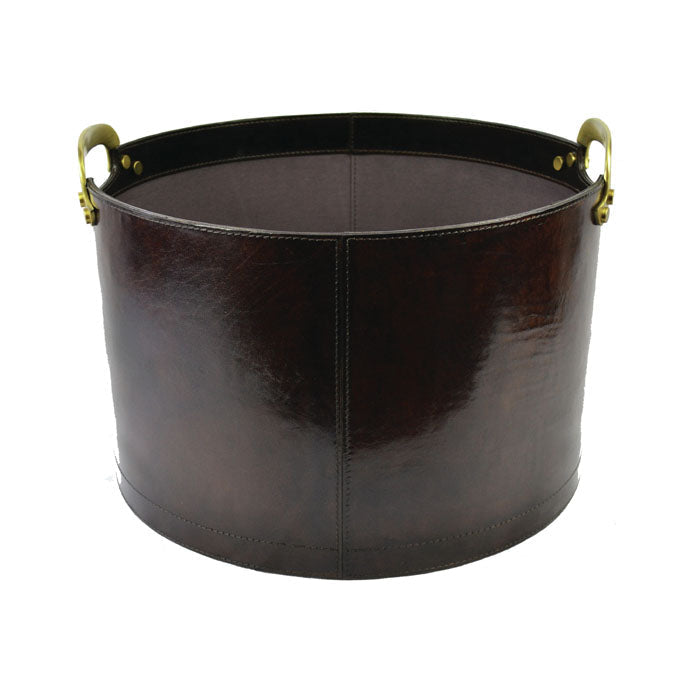 Alea Dark Leather Laundry Basket - Notbrand