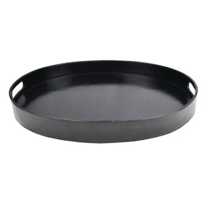 Morthil Black Leather Oval Tray - Notbrand