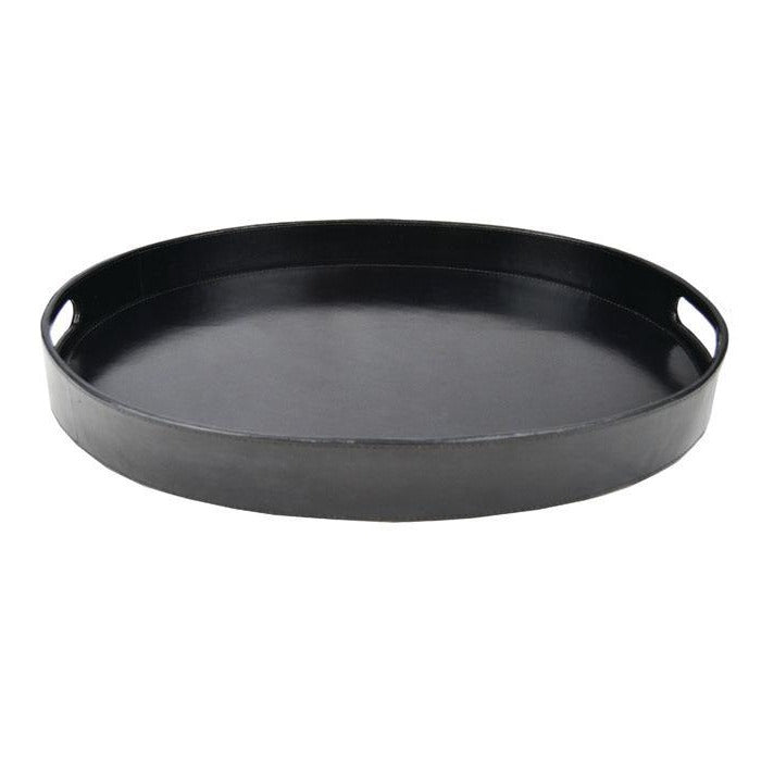 Morthil Black Leather Oval Tray - Notbrand