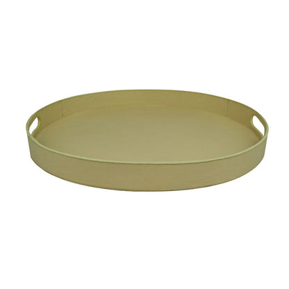 Morthil Off White Leather Oval Tray - Notbrand