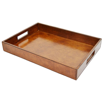 Hadena Tan Leather Square Tray - Notbrand