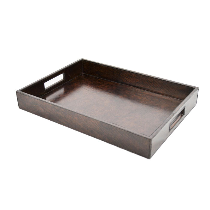 Hadena Dark Leather Rectangular Tray - Notbrand