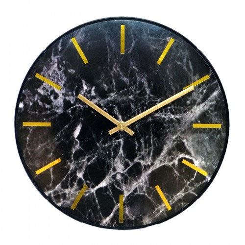 Leni Black Marble Look Clock - 30cm - Notbrand